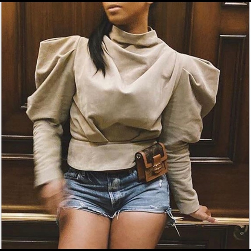 Taupe faux suede shirt